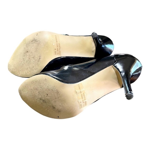 CHARLOTTE RUSSE, BLACK PATENT LEATHER HEELS. ATTRACTIVE ZIP UP CLOSURE. SIZE 8 - Picture 8 of 8